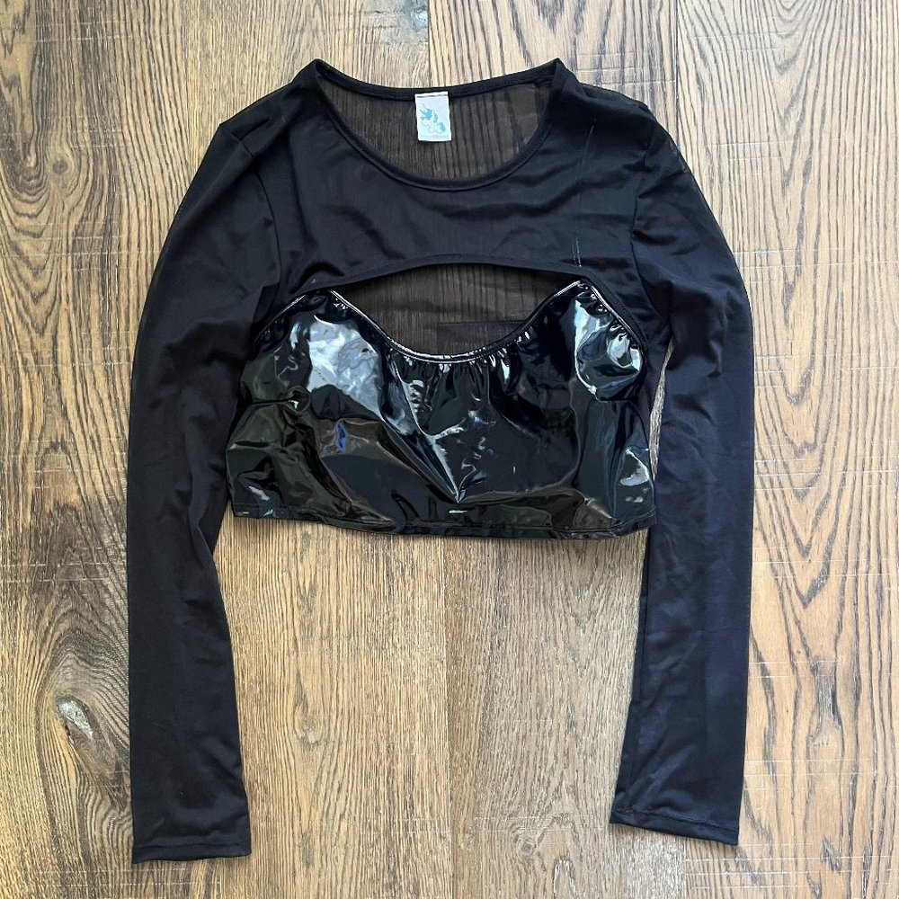 Mesh Pleather Crop Top